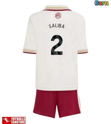 Arsenal William Saliba #2 Tredje Tröja Barn 2025-26 Kortärmad (+ Korta byxor)